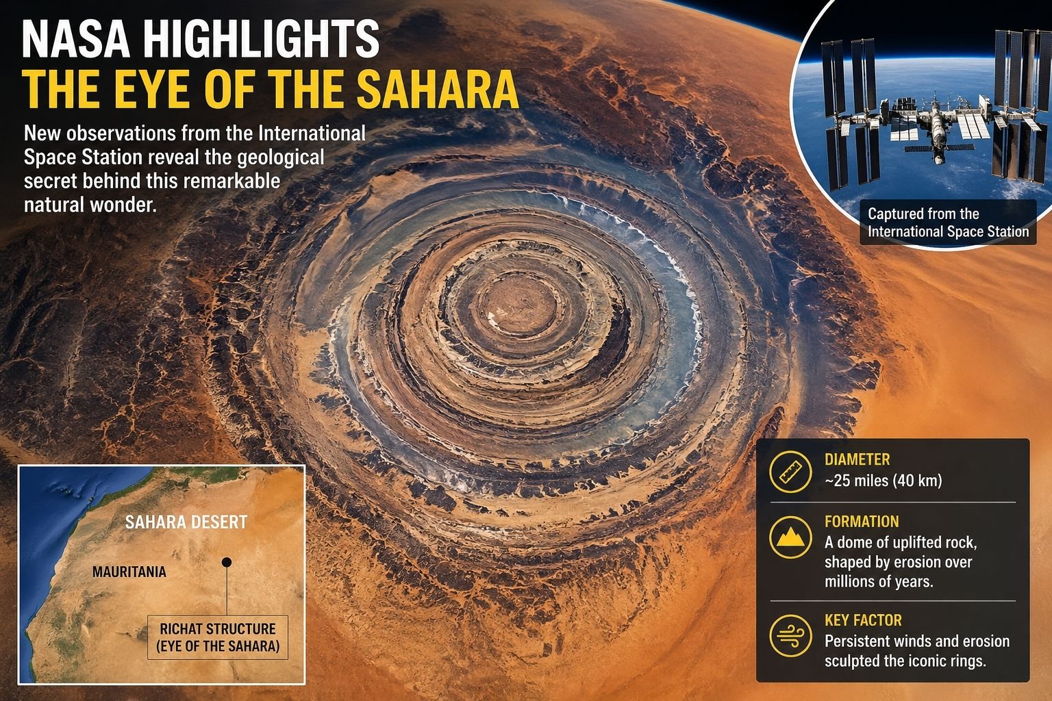 NASA Highlights The Eye Of The Sahara From Space