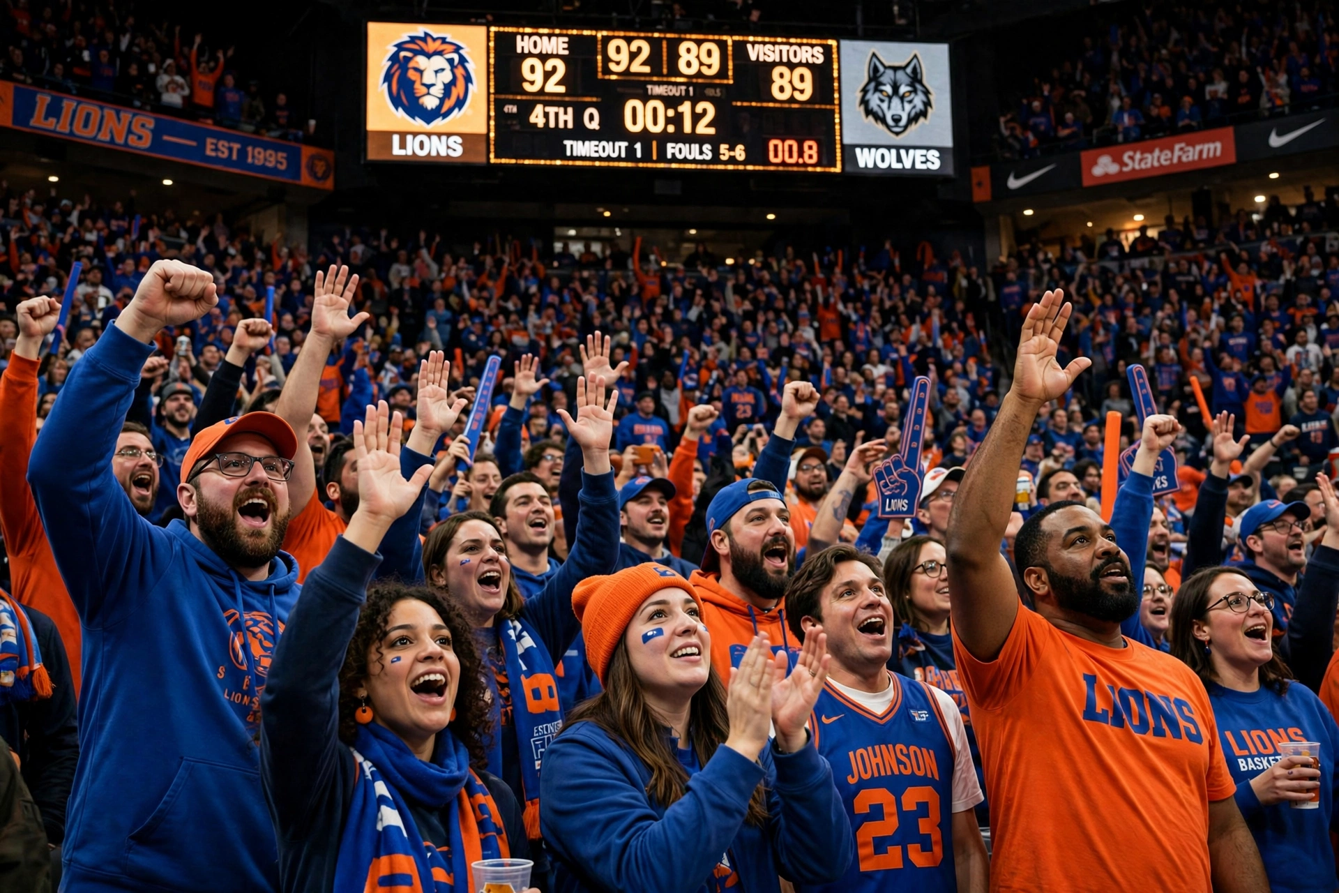 Fans cheer in the arena during the Joel Embiid triple-double win