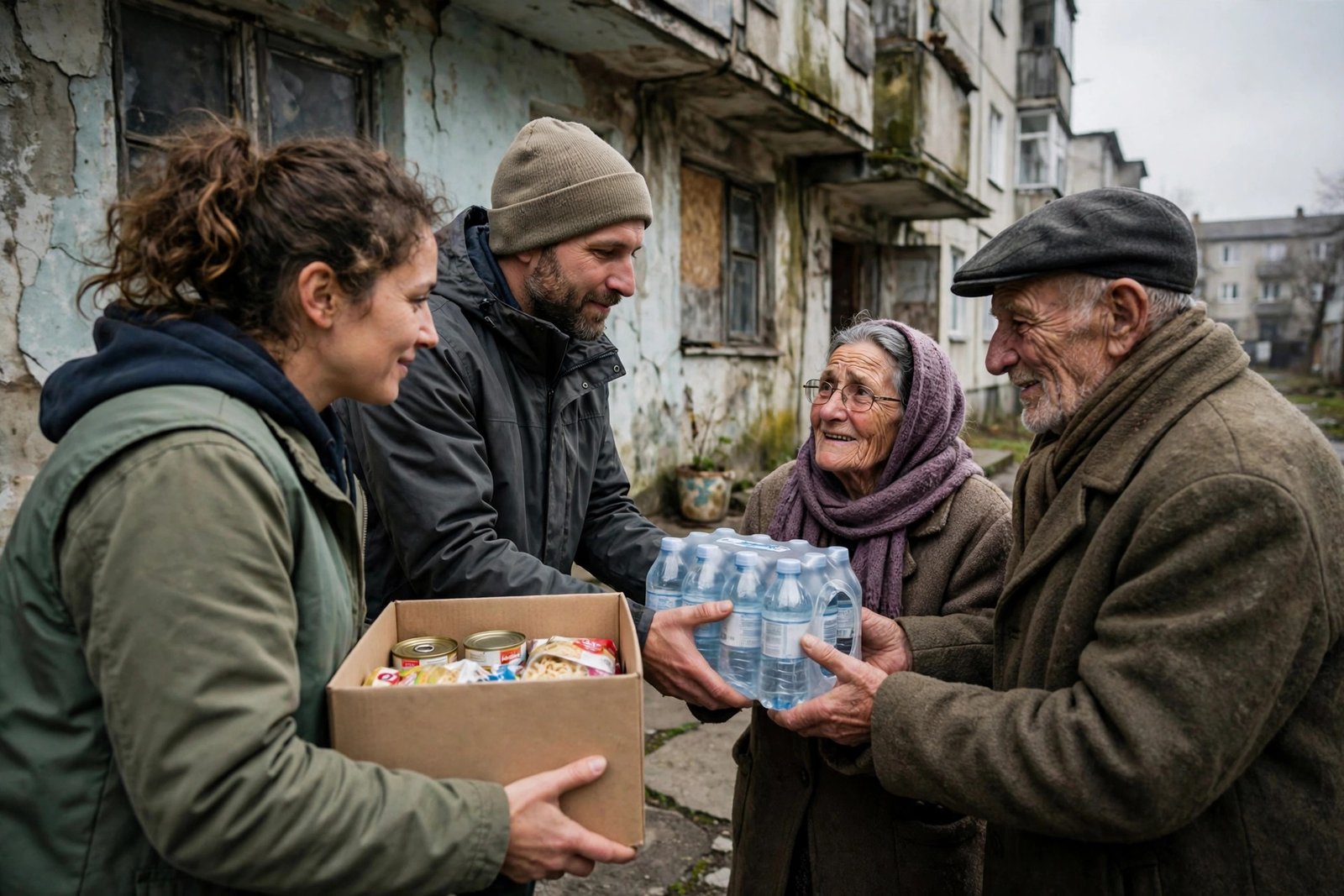 Melania Trump ceasefire: aid workers hand food and water to elderly residents