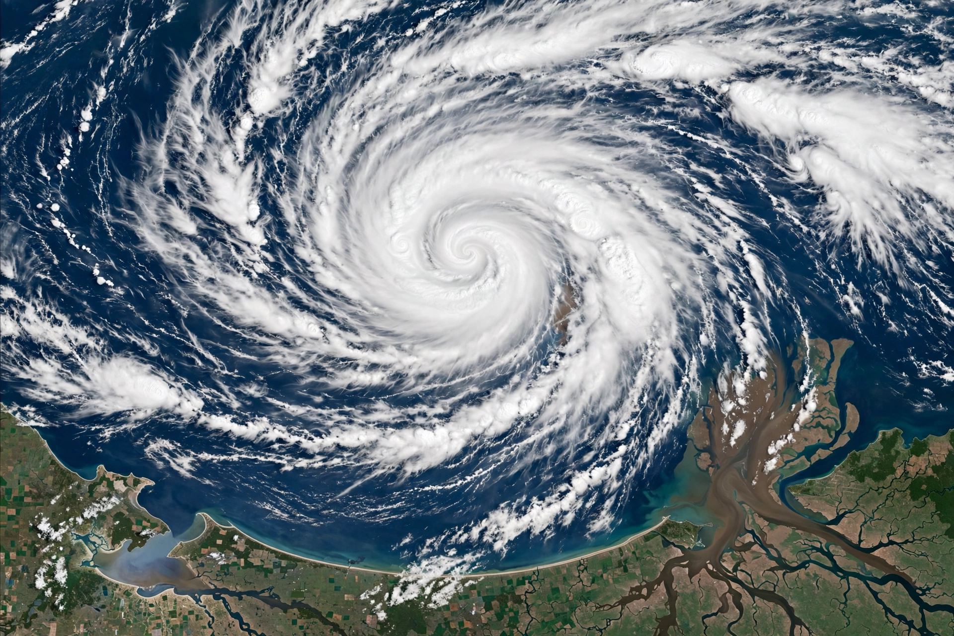 Satellite view of the Odisha cyclone alert storm system over the Bay of Bengal