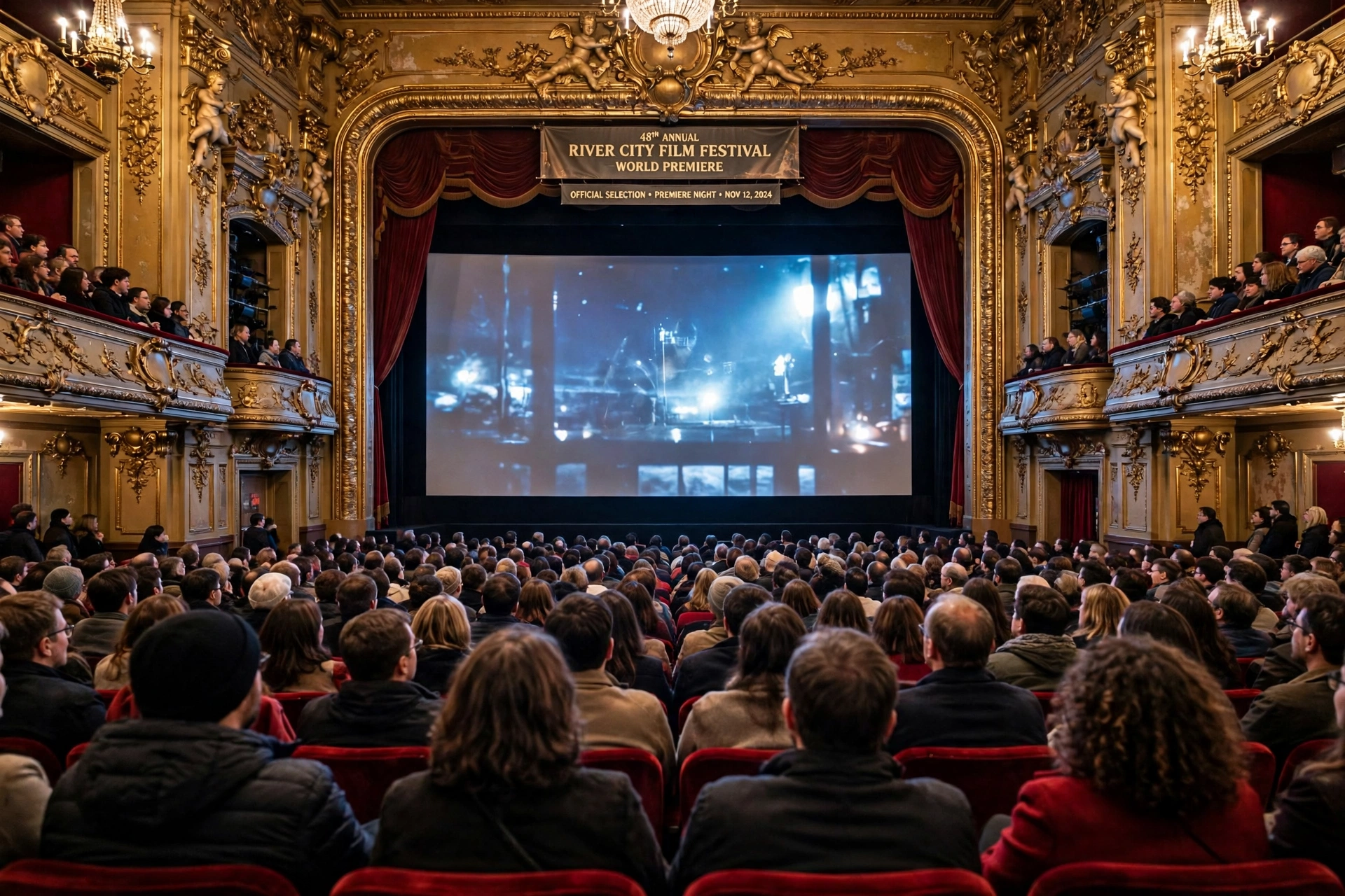 AFI Fest audience watching the new Cliff Booth film premiere