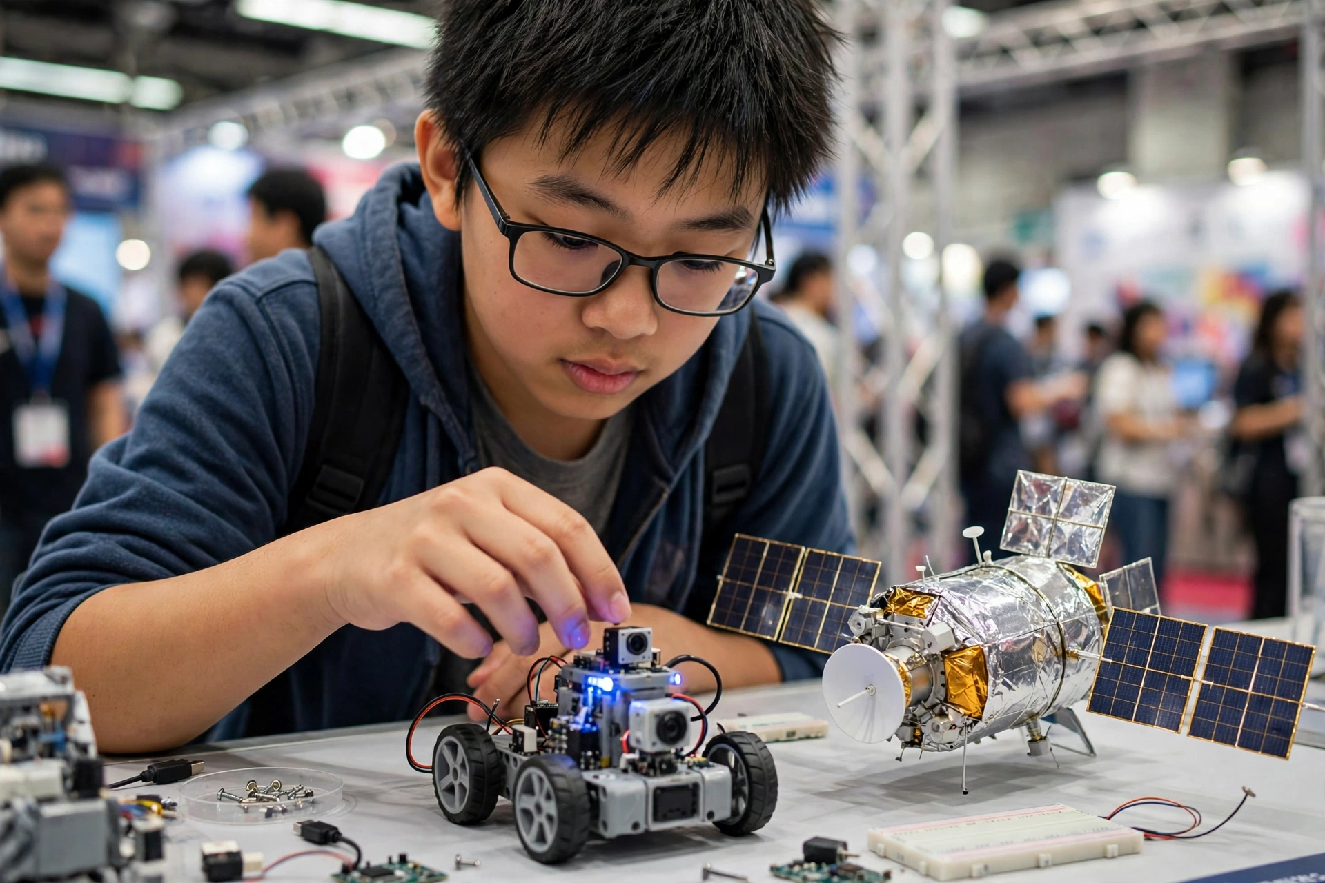 Hong Kong InnoCarnival opens with free nine-day tech show 1 Student tries a robot exhibit at Hong Kong InnoCarnival