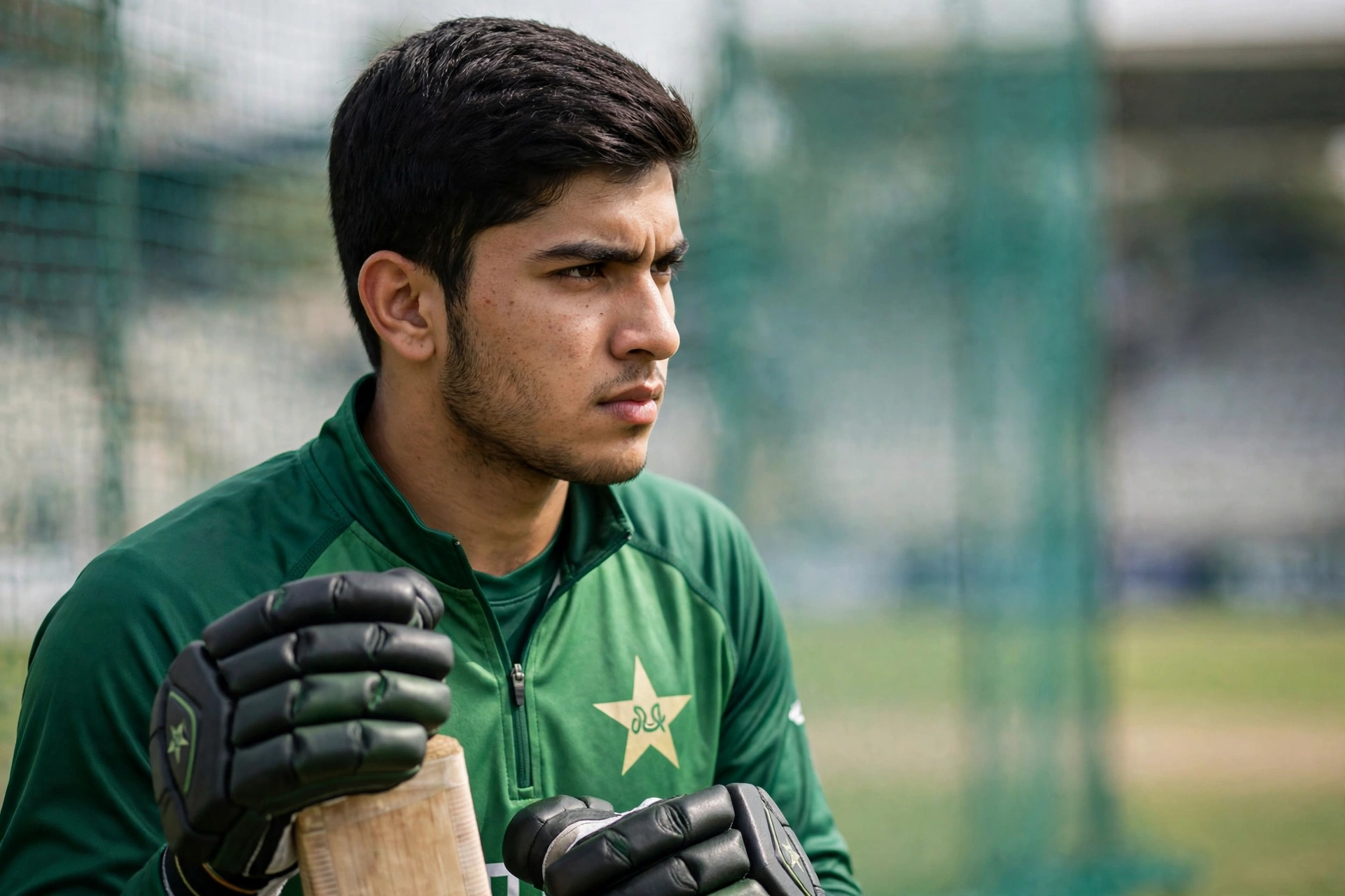 Young Pakistan Test squad cricketer at nets practice