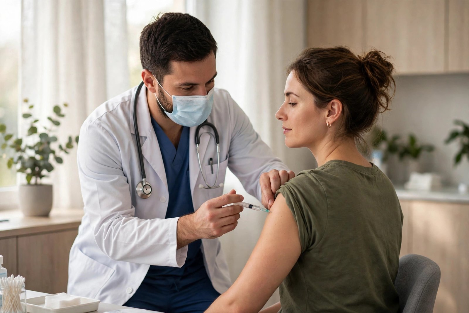 personalised cancer vaccine: a patient receives the vaccine in a clinic