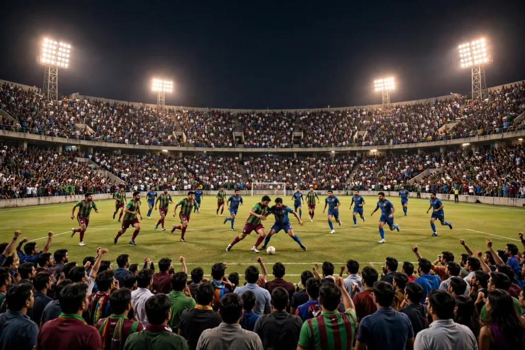 mohun bagan vs chennaiyin match at Salt Lake Stadium in Kolkata
